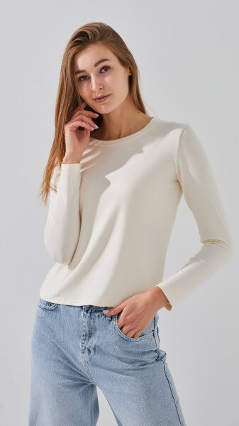 Лонгслів однотонний жіночий Bclothing 8837 S Молочний