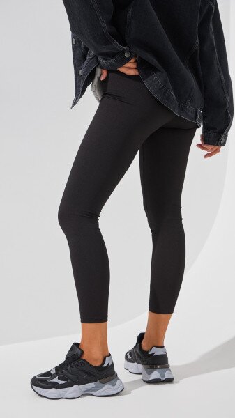 Купить Лосины трикотажные однотонные женские SL 254 42 Черный Артикул: 2000999214585 Фото №4
