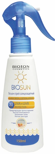 Купить Лосьон-спрей солнцезащитный BIOTON ТМ "Biosun" SPF 30, 150 мл (4820026149394) Артикул: 4820026149394 Фото №1