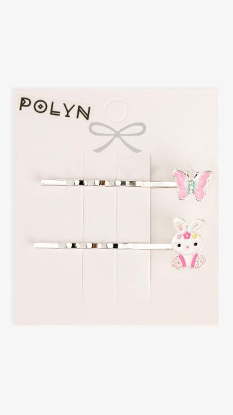 Купить Набор невидимок с украшениями Polyn 4300B-11 2 шт Розовый Артикул: 2000999255489 Фото №1