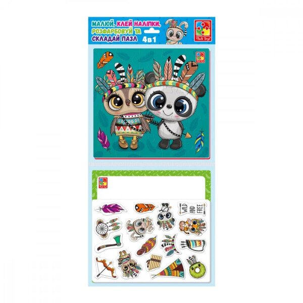Набор для творчества 4 в 1 &quot;Пушистые индейцы&quot; Vladi Toys VT4210-12 (4820234765188)