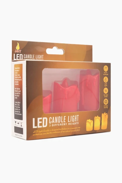 Набор LED свечей 3шт. 264 5х3,5см; 6,5х3,5см; 8х3,5см Красный (6922166372644A)