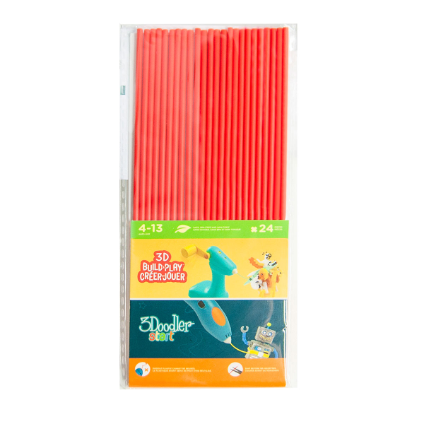 Набір стрижнів для 3D-ручки 3Doodler Start 3DS-ECO03-RED-24 24 шт. Червоний