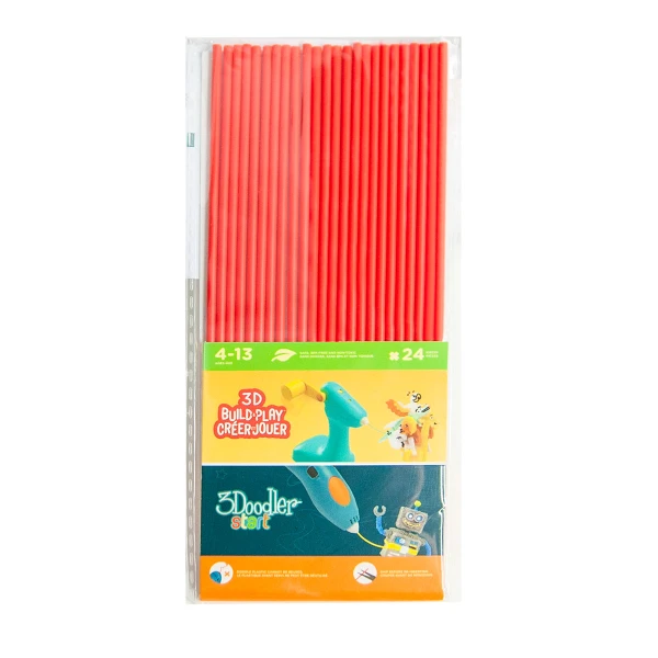 Набір стрижнів для 3D-ручки 3Doodler Start 3DS-ECO03-RED-24 24 шт. Червоний