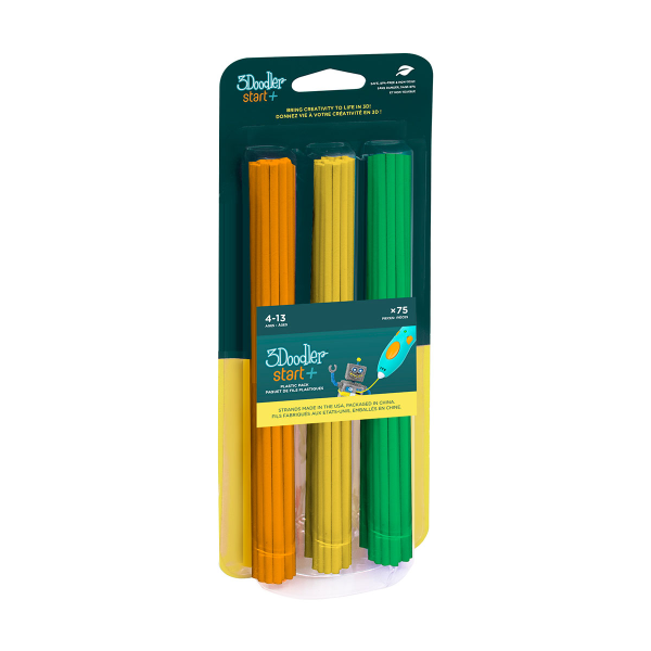 Набір стрижнів для 3D-ручки Мікс 3Doodler Start 3DS-ECO-MIX2-75 75 шт. Помаранчевий, жовтий, зелений