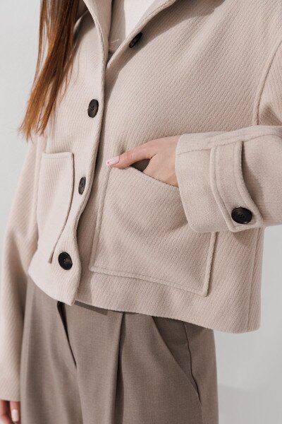 Купить Пальто однотонное женское On me 5288 XL Молочный Артикул: 2000990886545 Фото №3