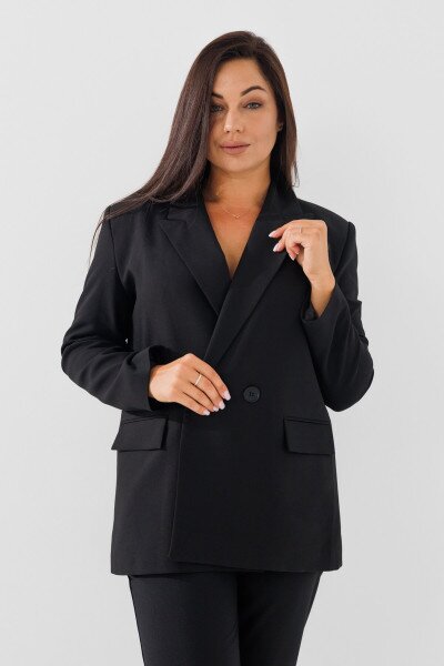 Піджак однотонний жіночий Karol 4949-B 2XL Чорний (2000990146373D)