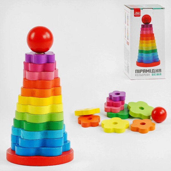 Пирамидка «4FUN Game Club Wood» 63966 Разноцветный