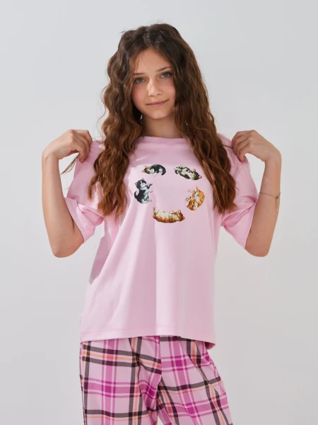 Купити Піжама для дівчинки LAWA P-GB02349 134 см Рожевий Артикул: 2000999545269 Фото №2