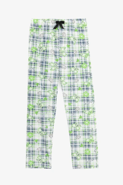 Пижама низ штаны женские Butterflies green L Бело-зеленый