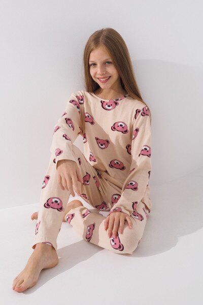 Купить Пижама для девочки SEYKOTEKS K-41114 104-110 см Бежевый (2000990787163A) Артикул: 2000990787163 Фото №2