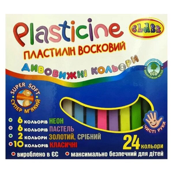 Пластилин &quot;CLASS&quot; Чистые руки 24 цвета восковой 7655 (8591662765502)(SC)