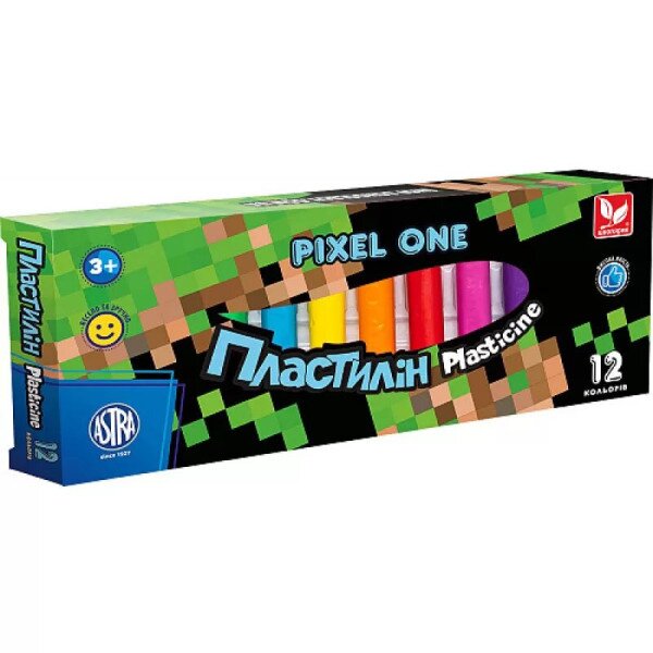 Пластилін восковий Школярик 12 кольорів круглий Pixel One 303221005-UA (4823088231106)(SC)