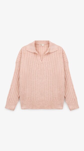 Женский поло однотонный On me 8527 One Size Пудровый
