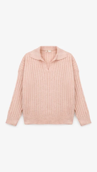 Женский поло однотонный On me 8527 One Size Пудровый