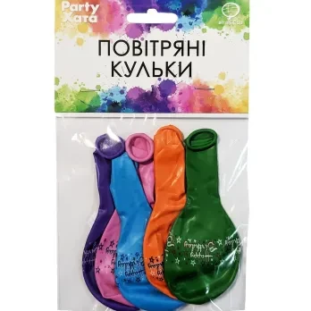 Купити Набір латексних кульок "З днем народження" Party Хата 1111-5626 5 шт Різнокольоровий Артикул: 4823118902242 Фото №1