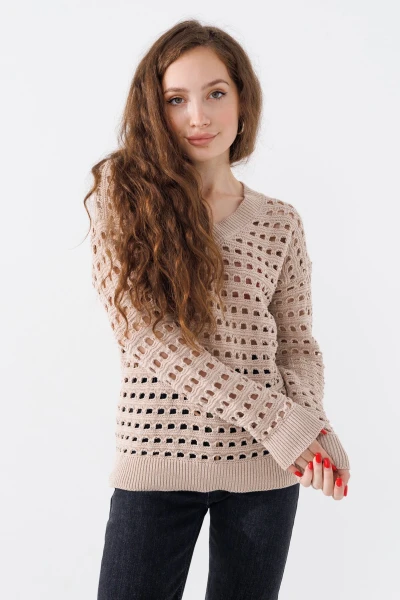 Пуловер однотонный женский Femme 1016 One Size Бежевый (2000989871156D)