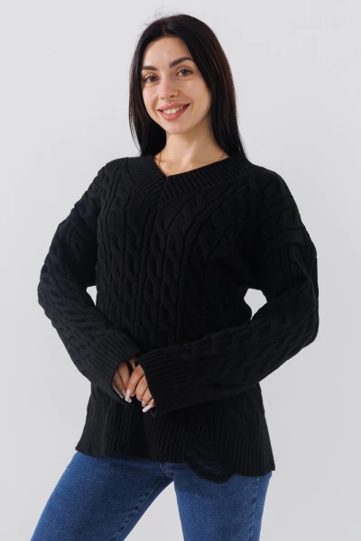 Пуловер однотонный женский Femme 2026 One Size Черный (2000990221483W)