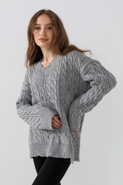 Пуловер однотонный женский Femme 2026 One Size Серый (2000990221490W)