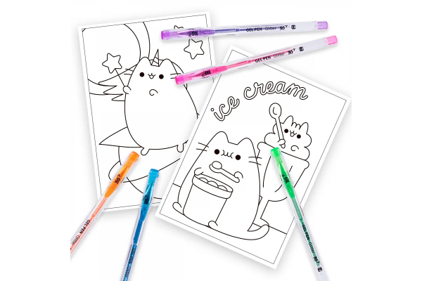 Купити Розмальовка "Pusheen" із гелевими ручками+гліттер  Yes 450168 Різнокольоровий Артикул: 5056574457165 Фото №2