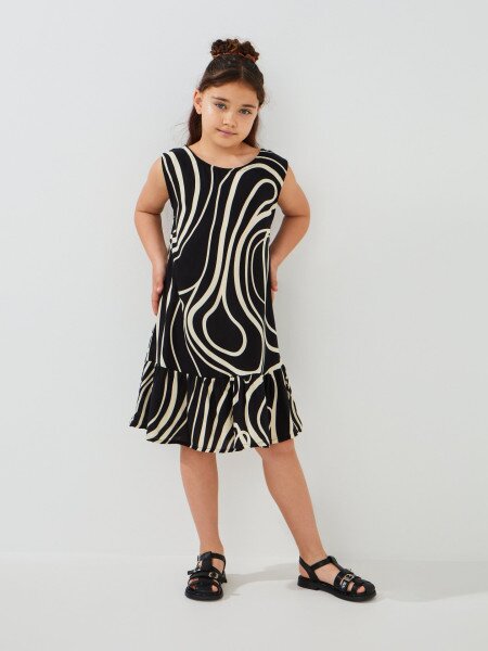 Купить Сарафан с узором для девочки Aura Style 5015 128 см Черный Артикул: 2000999566684 Фото №1