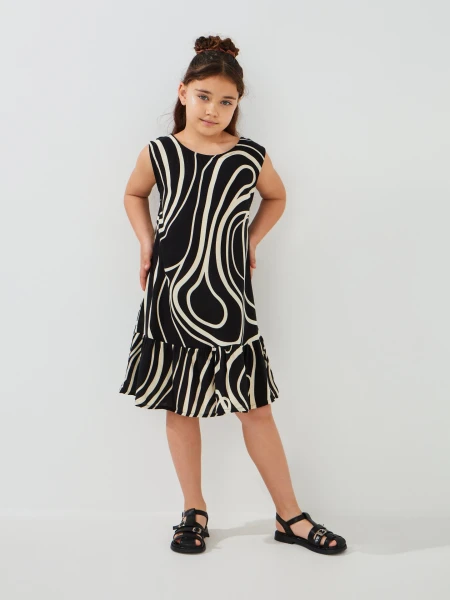 Купить Сарафан с узором для девочки Aura Style 5015 134 см Черный Артикул: 2000999566646 Фото №1