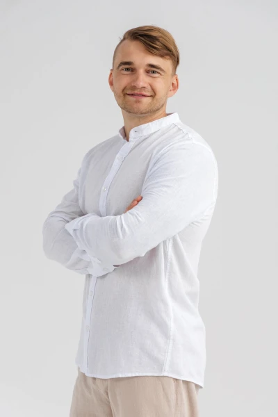 Купить Рубашка однотонная мужская FIGO 18399 S Белый (2000990623768S) Артикул: 2000990623768 Фото №4