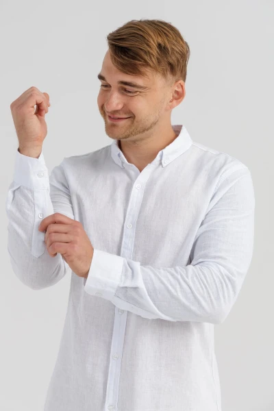 Купить Рубашка однотонная мужская FIGO 18400 XL Белый (2000990623843S) Артикул: 2000990623843 Фото №3