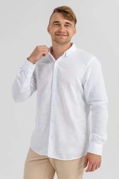 Купить Рубашка однотонная мужская FIGO 18400 XL Белый (2000990623843S) Артикул: 2000990623843 Фото №1