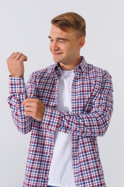 Купить Рубашка с узором мужская Nacar 1166 S Бордовый (2000990633071D) Артикул: 2000990633071 Фото №3