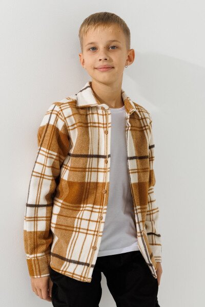 Сорочка з візерунком для хлопчика Moda arpol DN1114 146 см Бежевий