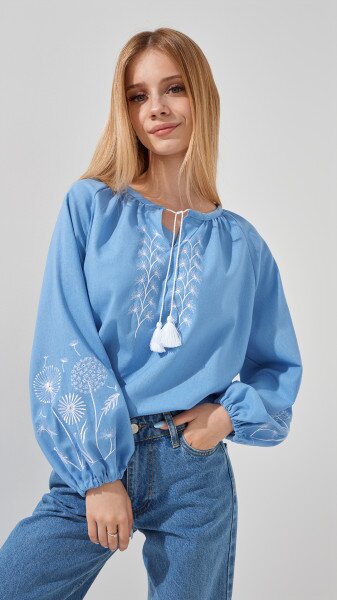 Сорочка вишиванка для дівчинки LAWA E-GBC02304 122 см Блакитний