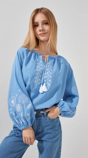 Сорочка вишиванка для дівчинки LAWA E-GBC02304 122 см Блакитний