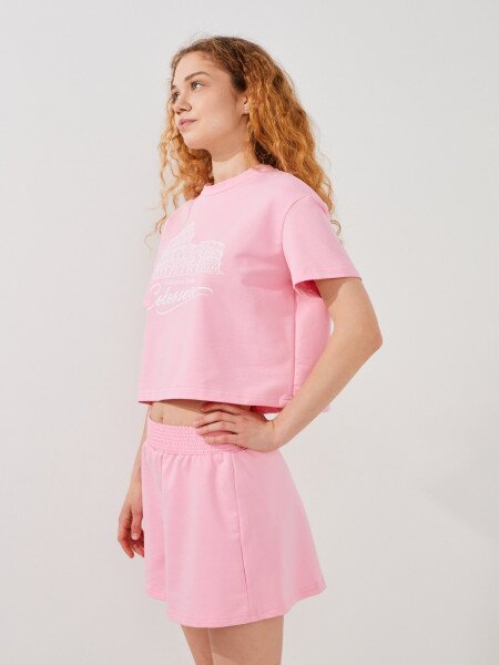 Купить Шорты трикотажные однотонные женские LAWA K-WBC02398 XS Розовый Артикул: 2000999585357 Фото №3