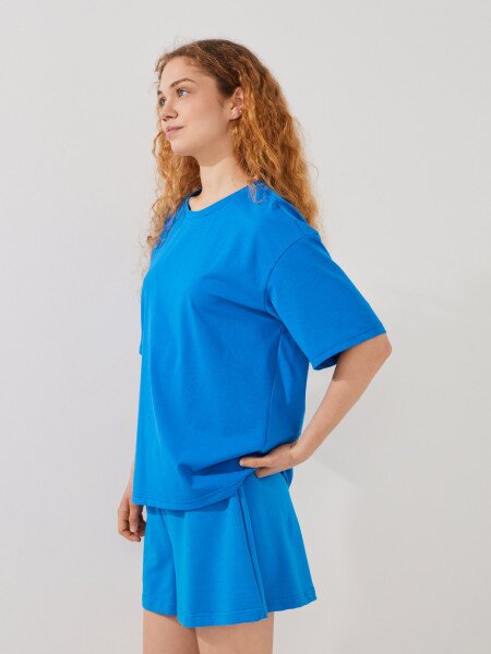 Купить Шорты трикотажные однотонные женские LAWA WBC02410 XS Синий Артикул: 2000999613777 Фото №3
