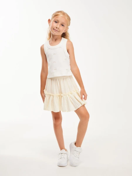 Купити Спідниця однотонна для дівчинки Aura Style 5007-1 110 см Молочний Артикул: 2000999546648 Фото №2