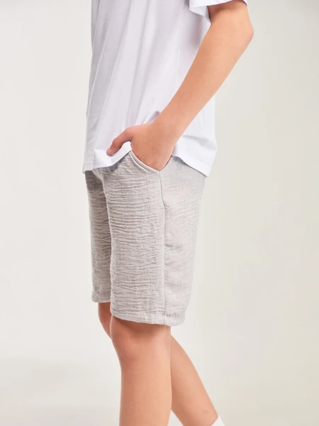 Купить Спортивные шорты однотонные для мальчика Aura Style 5022-2 146 см Серый Артикул: 2000999614958 Фото №3