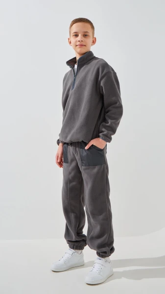 Купить Спортивный костюм кофта+штаны однотонный для мальчика LAWA BBC02342 140 см Графитовый Артикул: 2888000023971 Фото №2