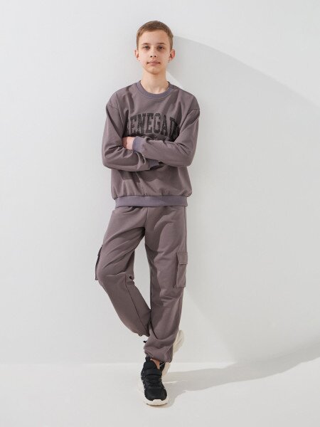 Купить Спортивный костюм свитшот+штаны для мальчика LAWA P-BB02338 146 см Коричневый-графитовый Артикул: 2000999531286 Фото №1