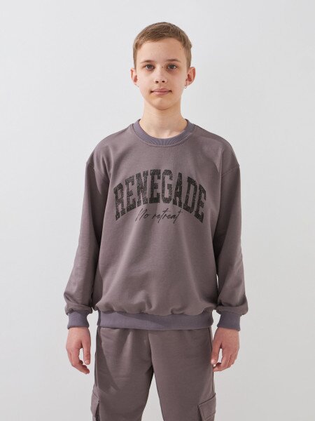 Купить Спортивный костюм свитшот+штаны для мальчика LAWA P-BB02338 146 см Коричневый-графитовый Артикул: 2000999531286 Фото №2