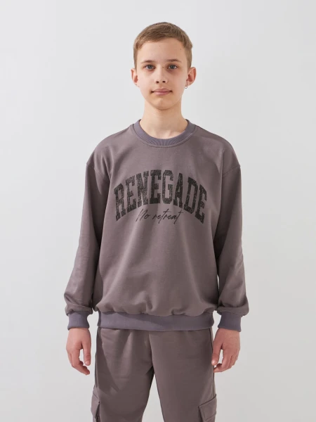 Купить Спортивный костюм свитшот+штаны для мальчика LAWA P-BB02338 146 см Коричневый-графитовый Артикул: 2000999531286 Фото №2