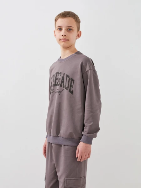 Купить Спортивный костюм свитшот+штаны для мальчика LAWA P-BB02338 146 см Коричневый-графитовый Артикул: 2000999531286 Фото №3