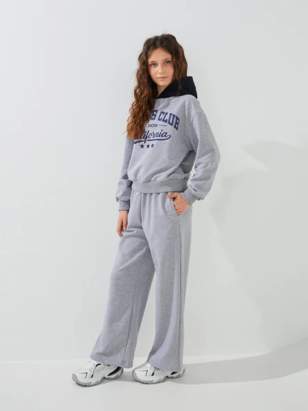 Купити Спортивний костюм худі+штани для дівчинки LAWA P-GB02346 134 см Світло сірий меланж Артикул: 2000999563058 Фото №4