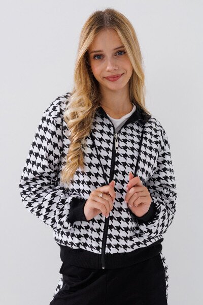 Купить Спортивный костюм кофта+штаны для девочки Vio Faloni 6798 158 см Черно-белый (2000990494450D) Артикул: 2000990494450 Фото №2