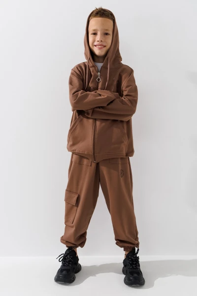 Спортивный костюм кофта+штаны для мальчика Waxmen 1114 128 см Кофейный (2000990751645W)