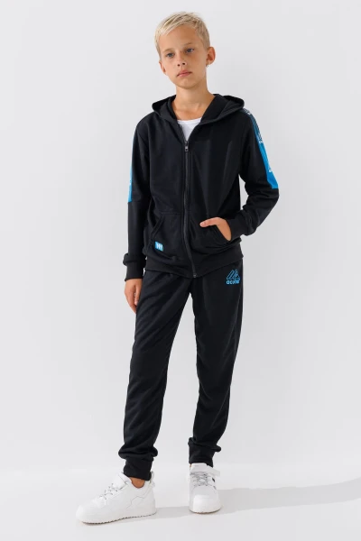 Спортивный костюм (кофта+штаны) для мальчика XHZ-0596 134 см Черно-голубой (2000990733153D)