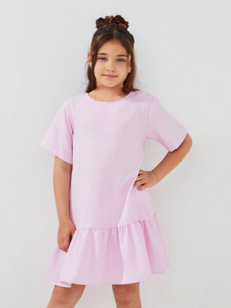 Купить Платье однотонное для девочки Aura Style 5010 116 см Пудровый Артикул: 2000999566547 Фото №1