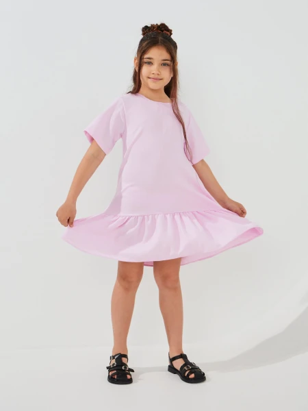 Купить Платье однотонное для девочки Aura Style 5010 116 см Пудровый Артикул: 2000999566547 Фото №2