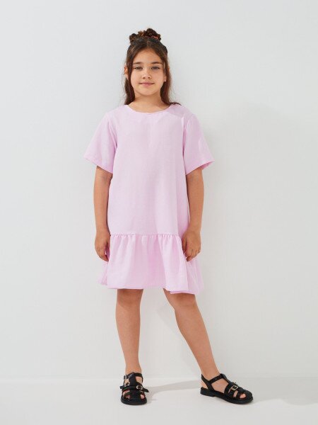 Купить Платье однотонное для девочки Aura Style 5010 116 см Пудровый Артикул: 2000999566547 Фото №3