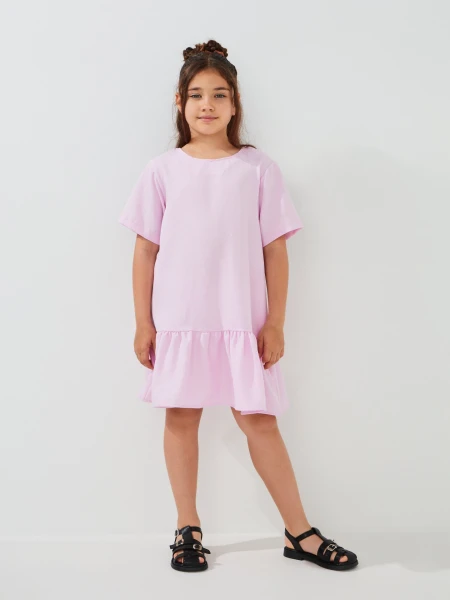 Купить Платье однотонное для девочки Aura Style 5010 116 см Пудровый Артикул: 2000999566547 Фото №3